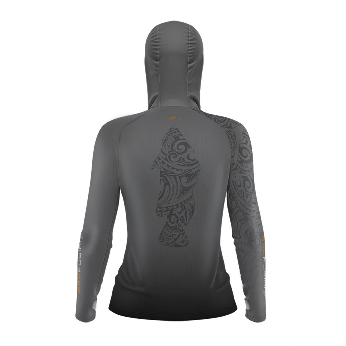 Camisa FusionX Feminina Maori Cinza Tucunaré Tribal BRK com Proteção Solar UV50+