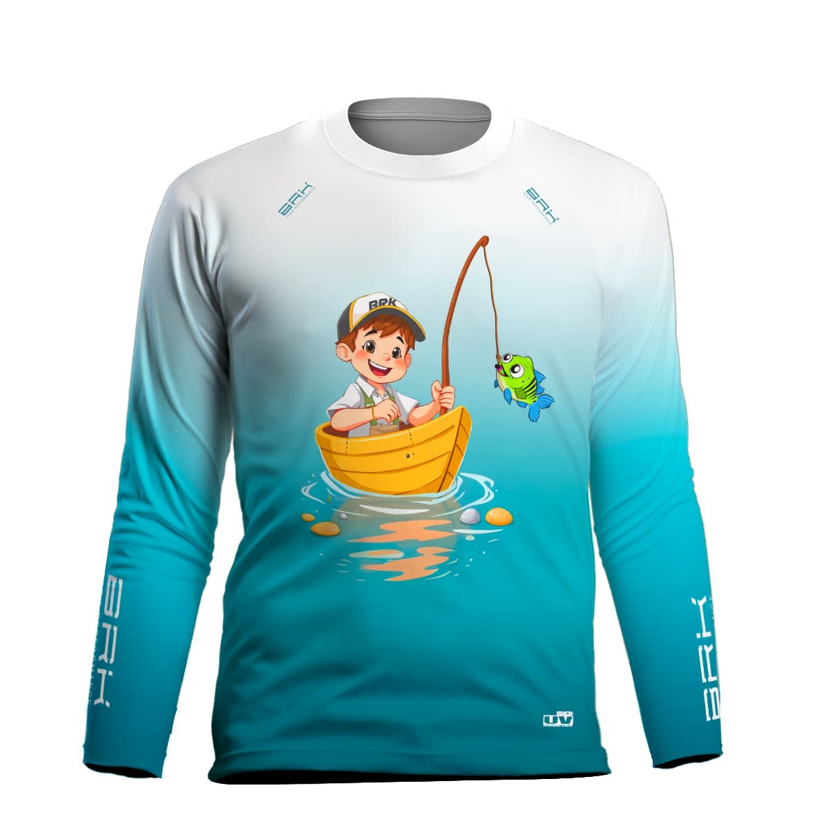 Camiseta Infantil Brk Estampa de Pescando Tucunaré com Proteção UV50+