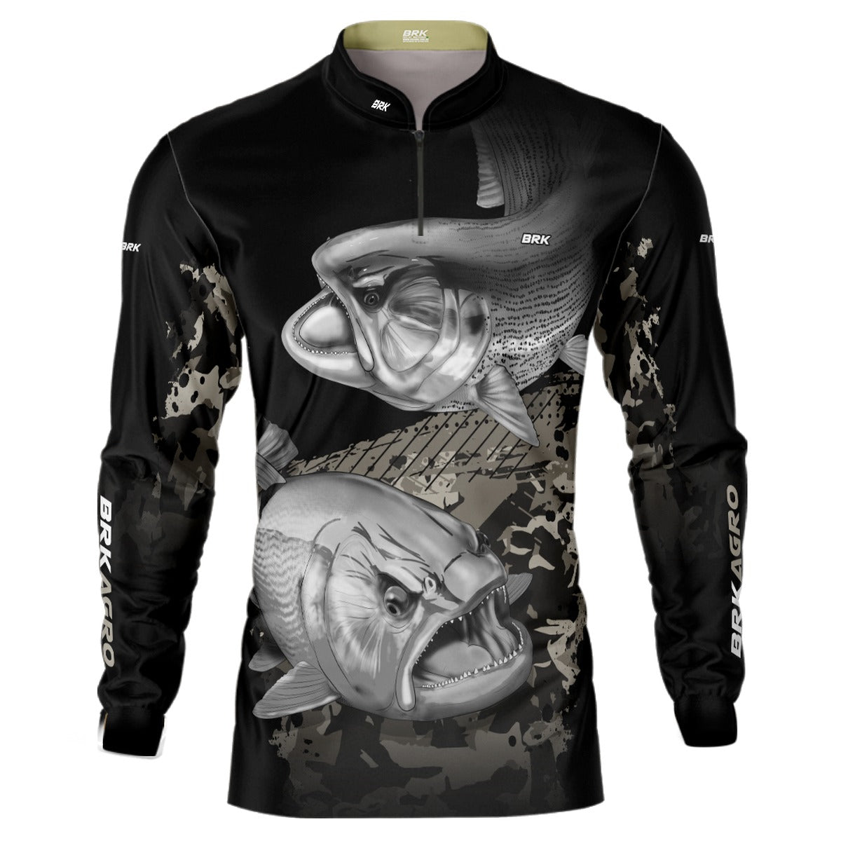 Camisa Agro Brk Preta Peixe Dourado com UV50+