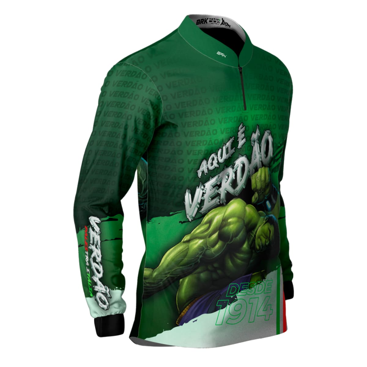 Camisa de Pesca Brk Verdão Mascote Hulk com Proteção Solar UV50+