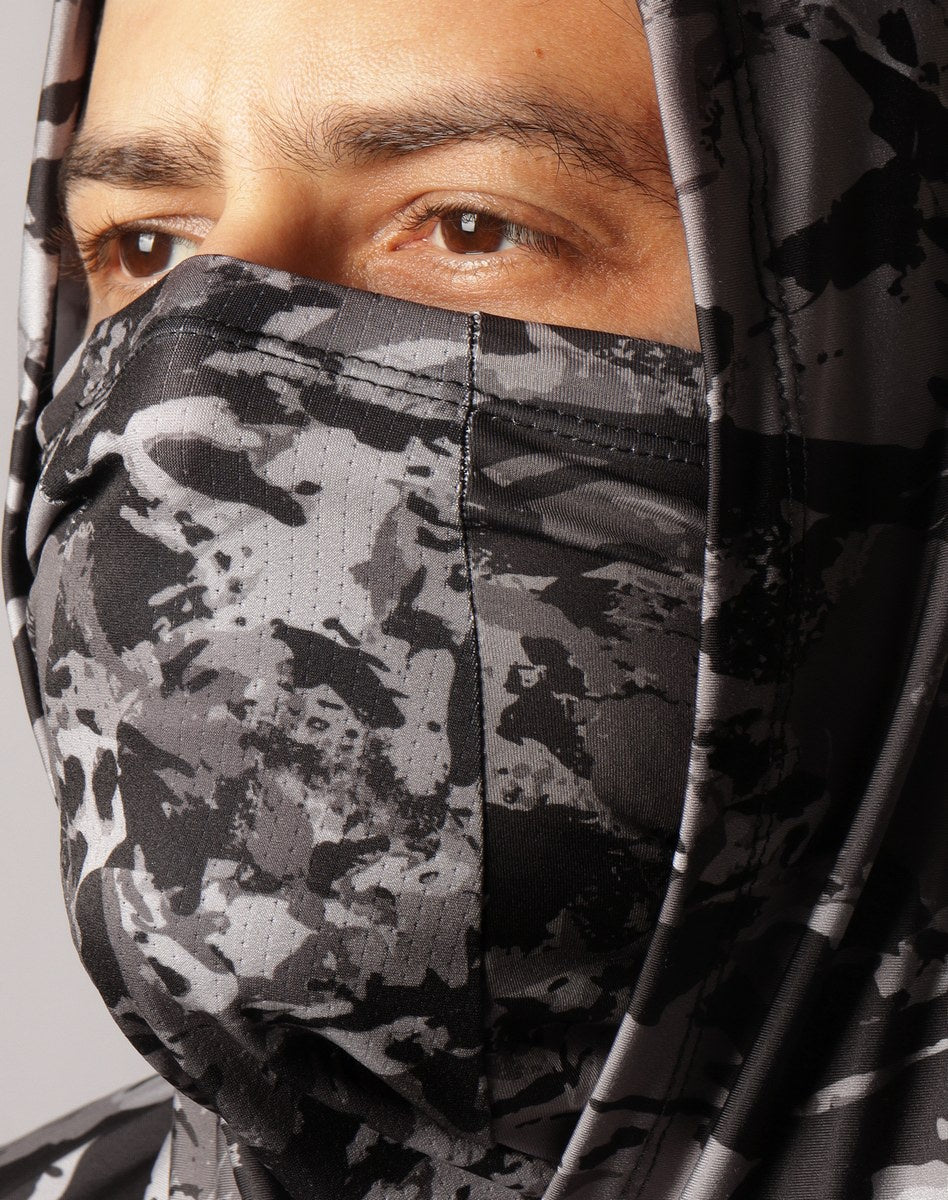 Camisa FusionX Brk Marine Camu Chumbo com Capuz e Proteção UV50+