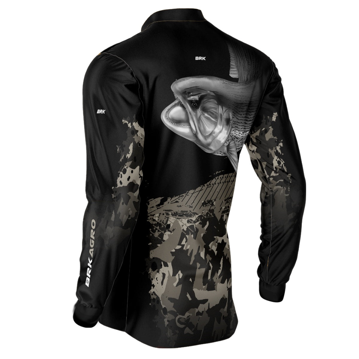 Camisa Agro Brk Preta Peixe Dourado com UV50+
