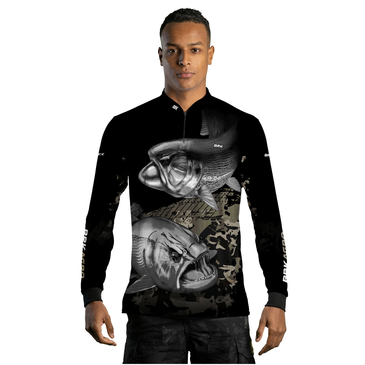 Camisa Agro Brk Preta Peixe Dourado com UV50+