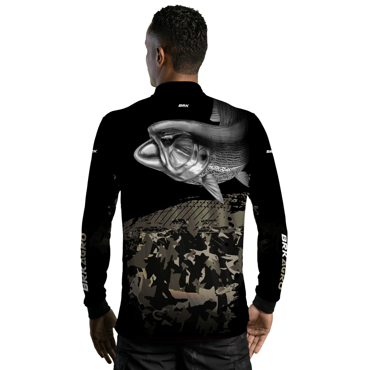 Camisa Agro Brk Preta Peixe Dourado com UV50+