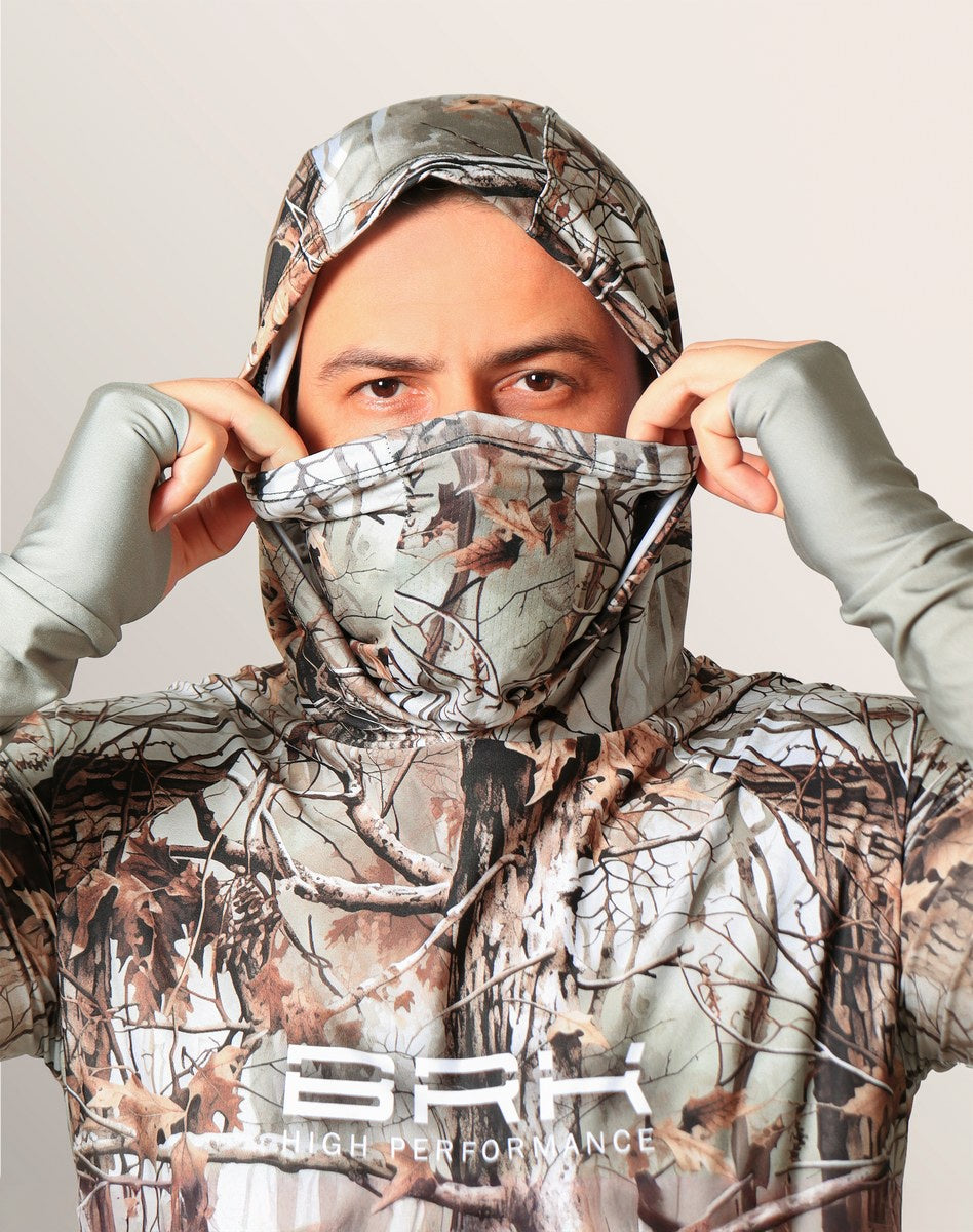 Camisa FusionX Brk Hunter Real Tree Camuflado com Capuz e Proteção UV50+