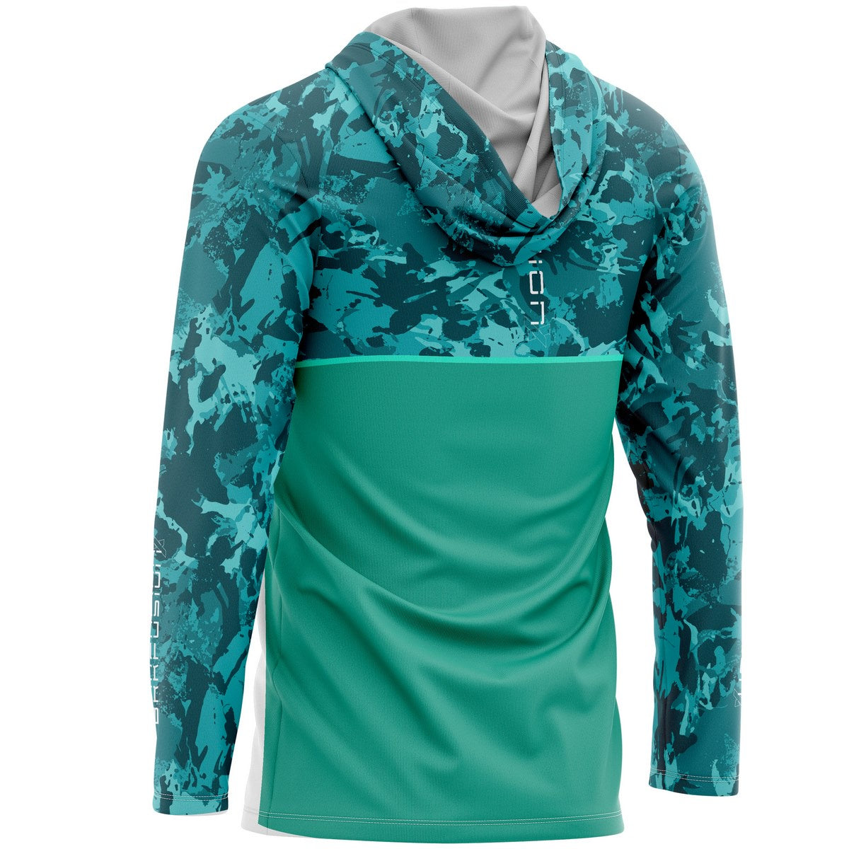 Camisa FusionX Brk Camuflada Verde Água com Capuz e Proteção UV50+