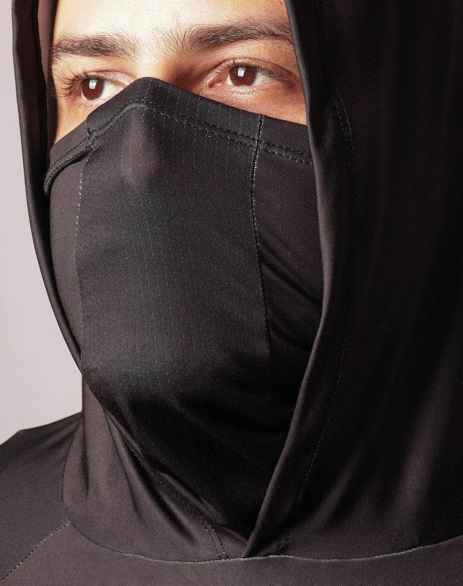 Camisa FusionX Brk Clean Preto Lisa com Capuz e Proteção UV50+