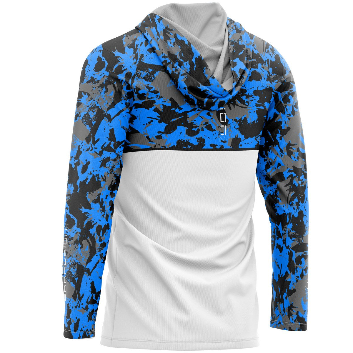 Camisa FusionX Brk Marine Camuflada Azul Branco com Capuz e Proteção UV50+