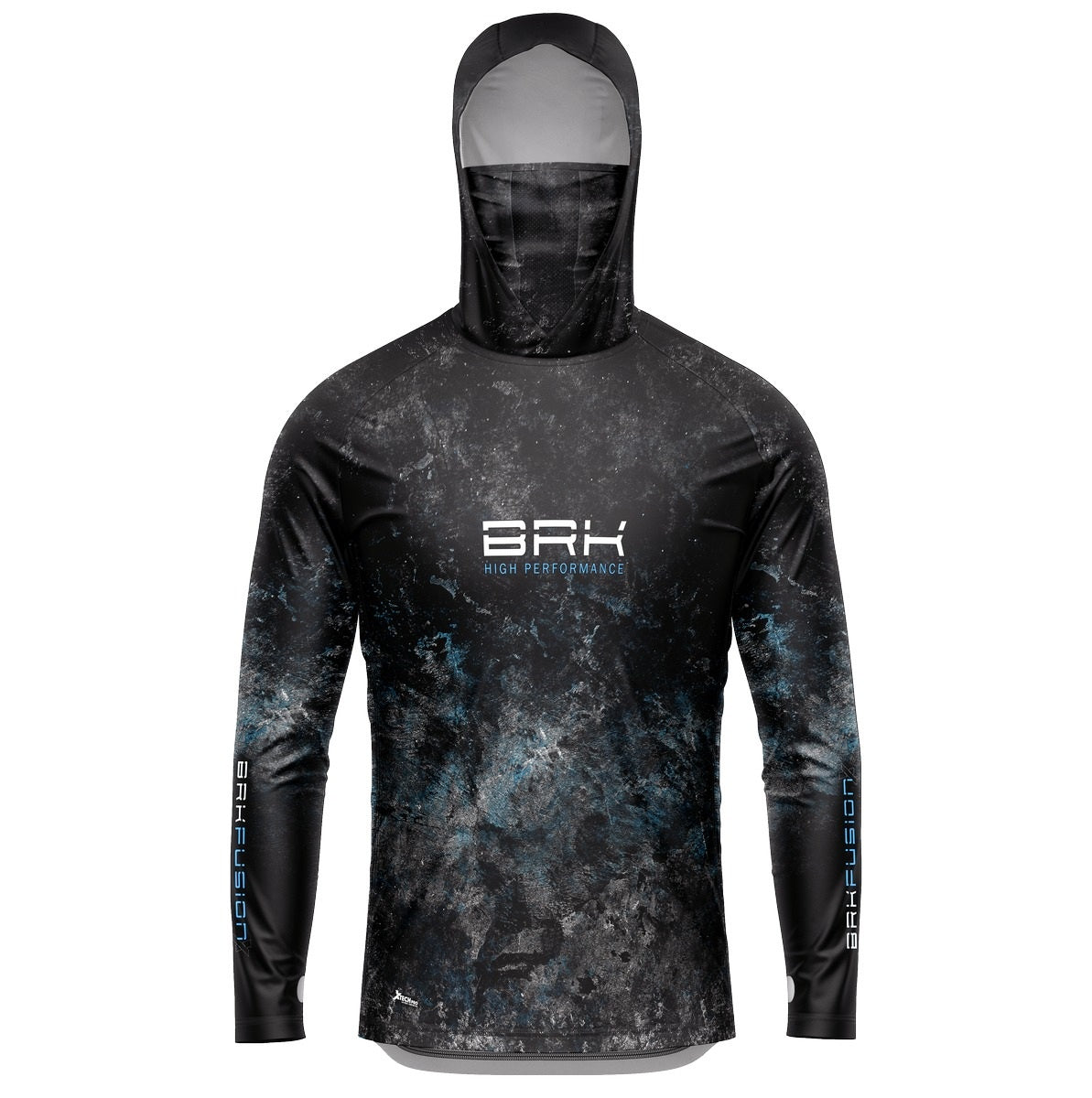 Camisa FusionX Brk Galaxy Preta e Azul com Capuz e Proteção UV50+