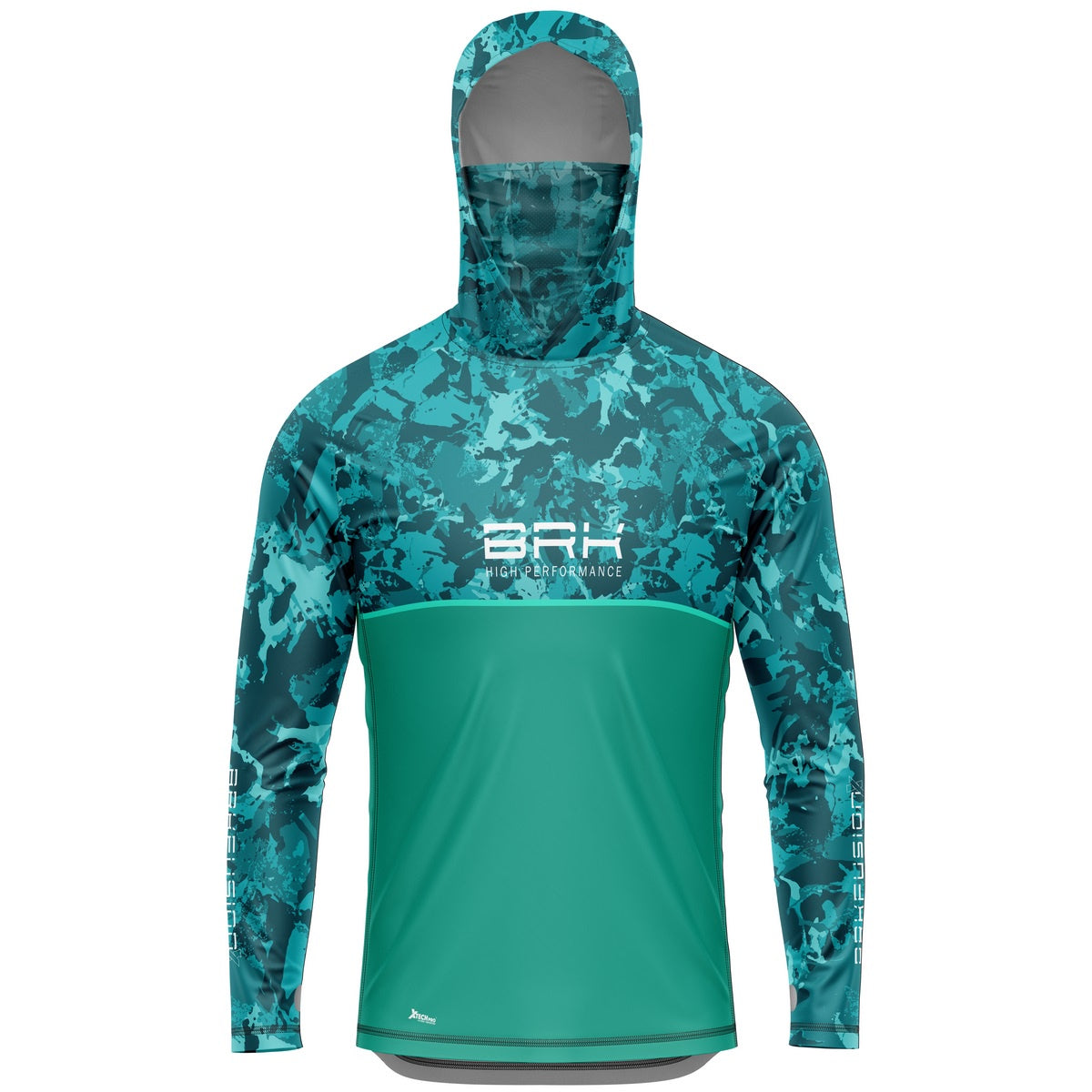 Camisa FusionX Brk Camuflada Verde Água com Capuz e Proteção UV50+