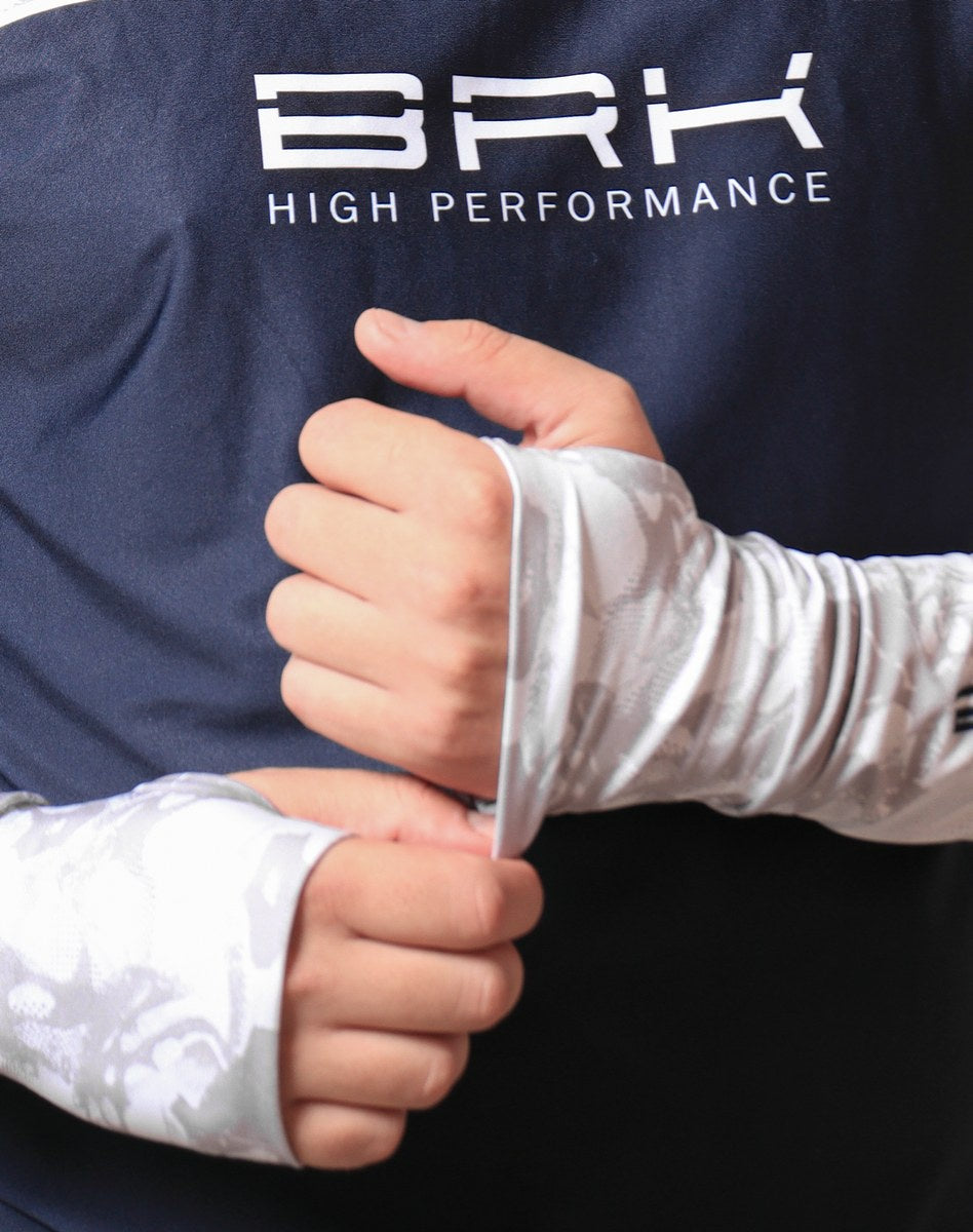 Camisa FusionX Brk Deep Camuflada Branco Azul com Capuz e Proteção UV50+