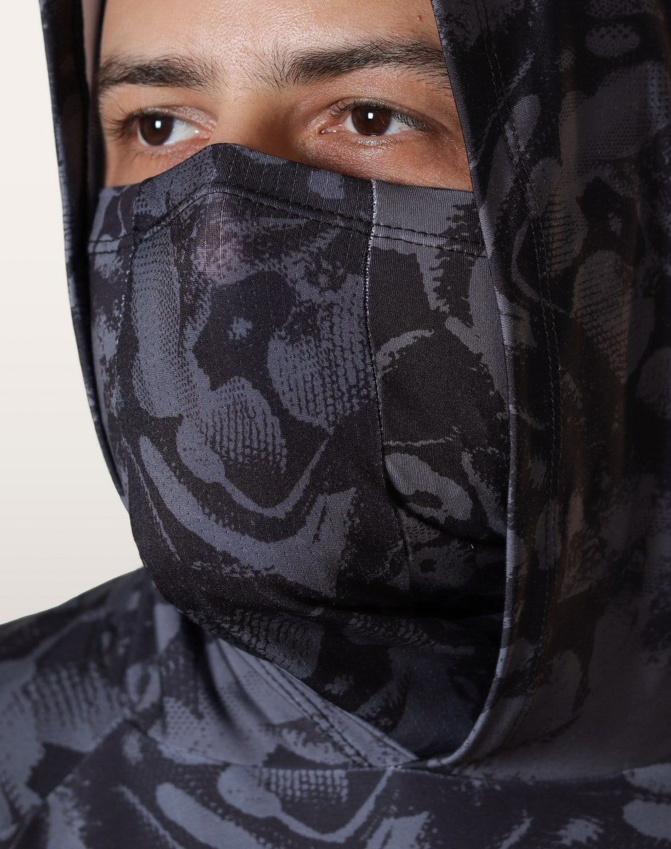 Camisa FusionX Brk Deep Camuflada Parcial Cinza com Capuz e Proteção UV50+