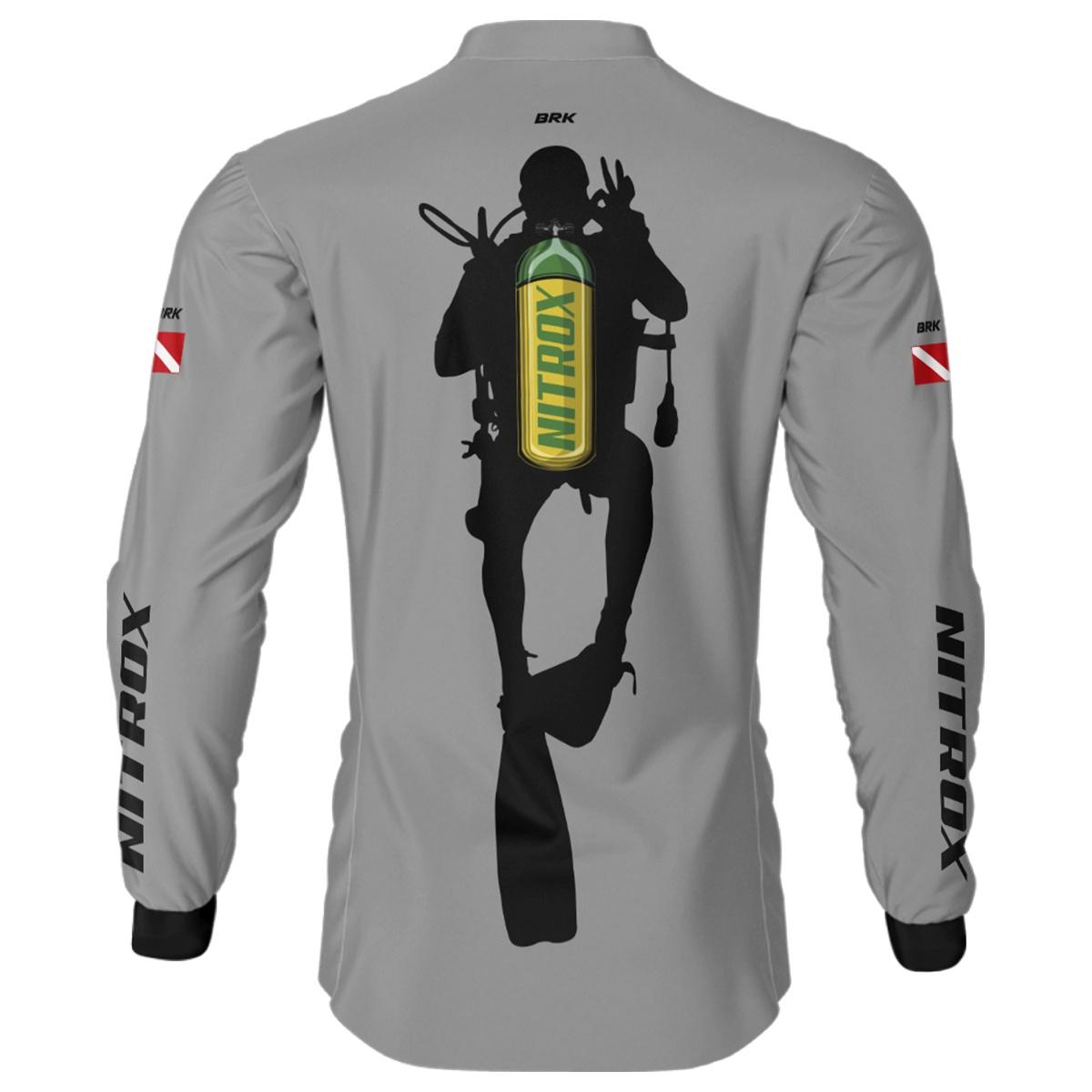 Camisa de Pesca Brk 'Dive Nitrox' Cinza com UV50+