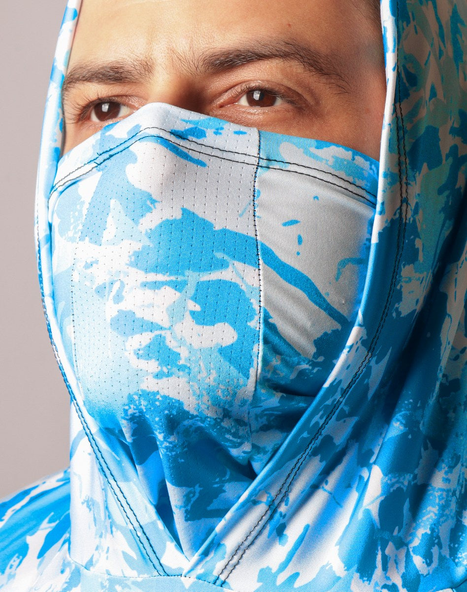 Camisa FusionX Brk Marine Azul Claro com Capuz e Proteção UV50+