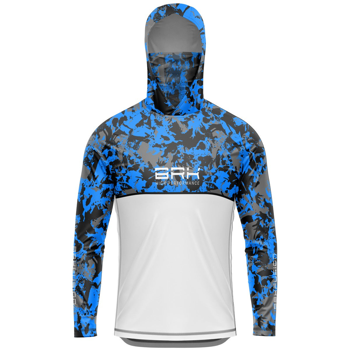 Camisa FusionX Brk Marine Camuflada Azul Branco com Capuz e Proteção UV50+
