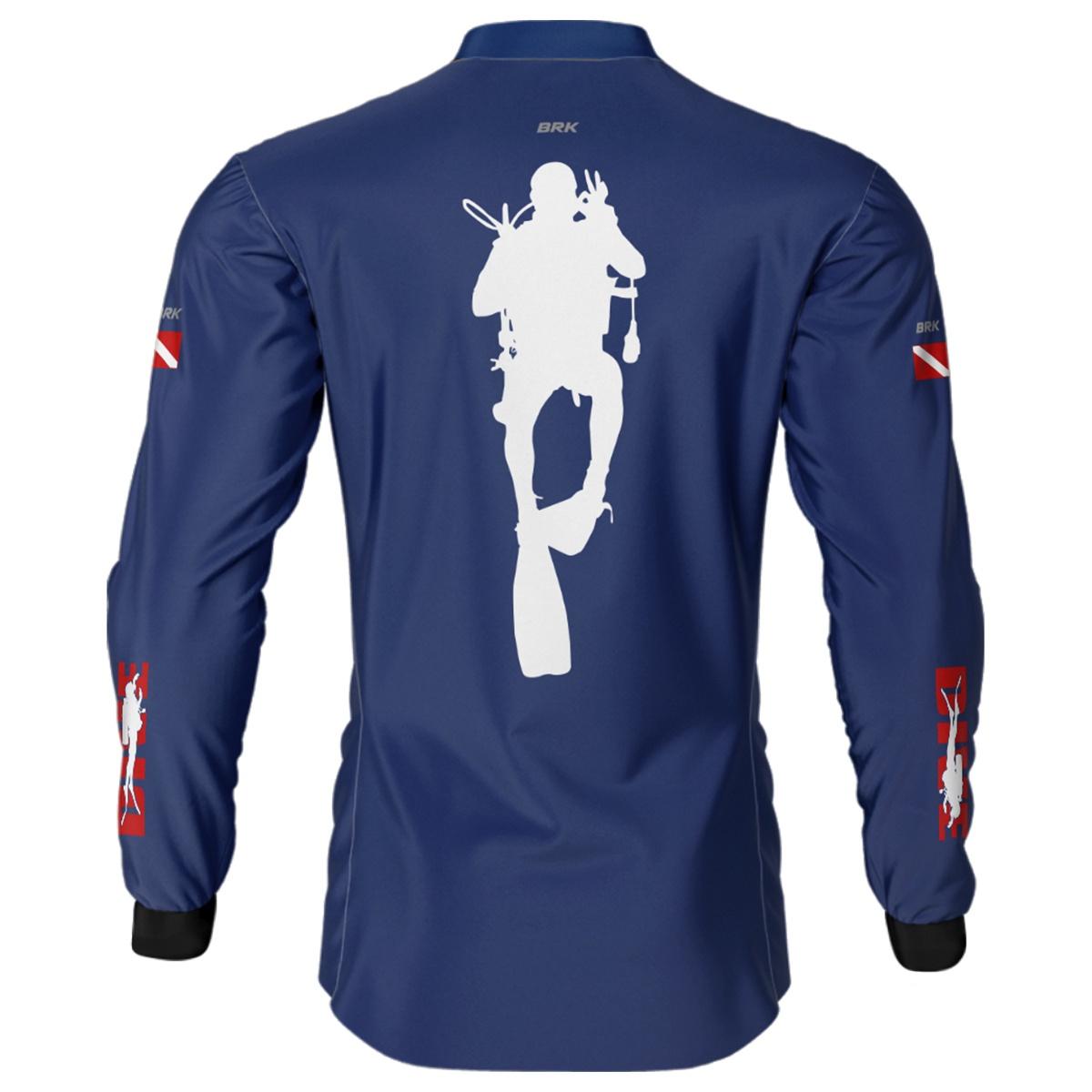 Camisa de Pesca Brk 'Dive' Azul Marinho com UV50+