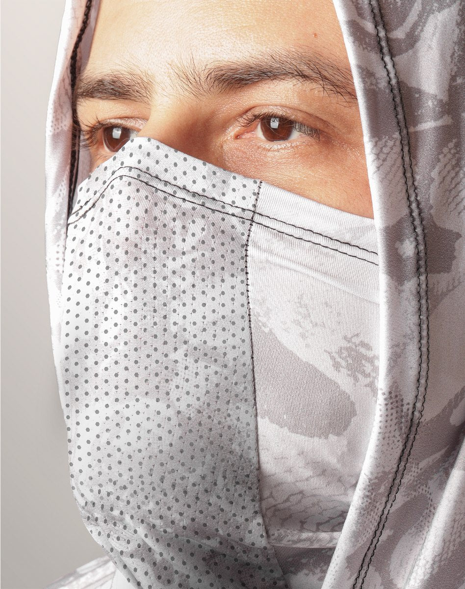 Camisa FusionX Brk Deep Camuflada Branco Azul com Capuz e Proteção UV50+