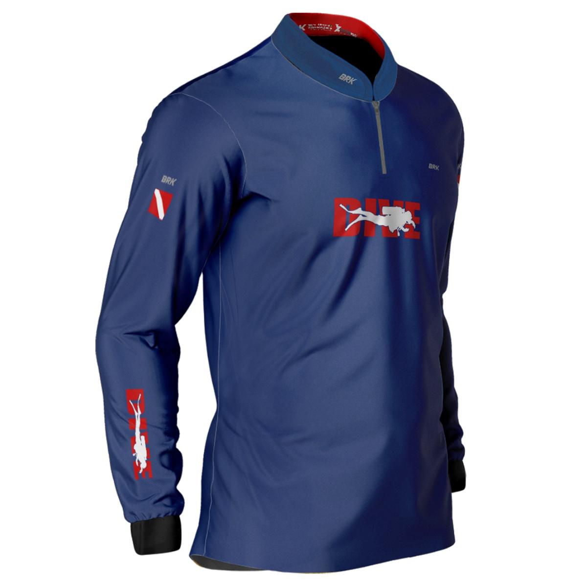 Camisa de Pesca Brk 'Dive' Azul Marinho com UV50+