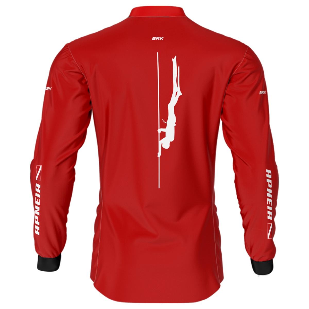 Camisa de Pesca Brk 'Dive Apneia' Vermelha com UV50+