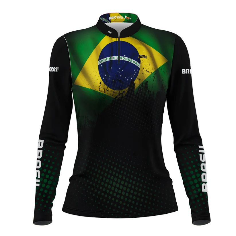 Camisa Agro Feminina Brk Brasil com Proteção Solar UV50+