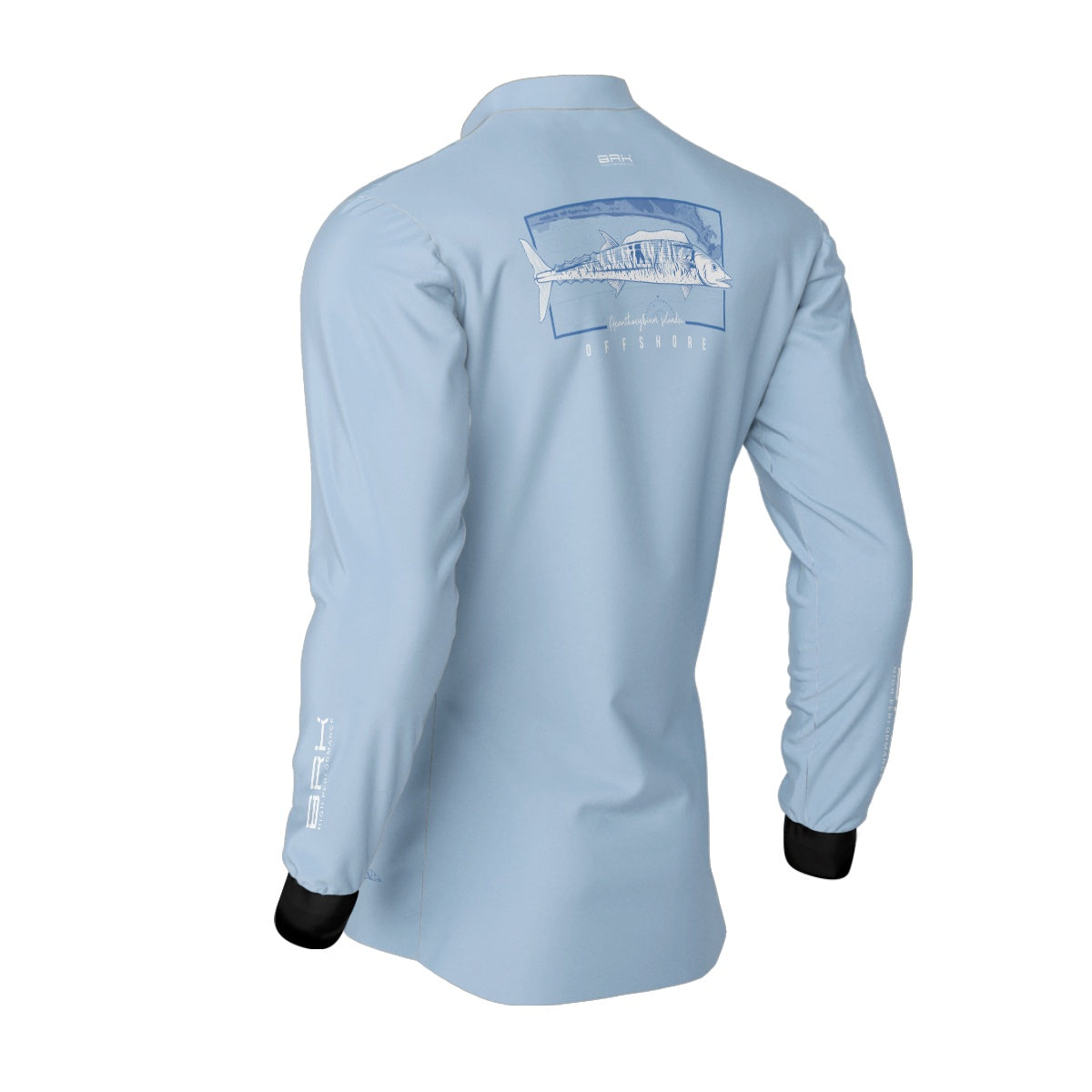 Camisa de Pesca Brk Cavala Mapa Náutico Azul Claro com Proteção Solar UV50+