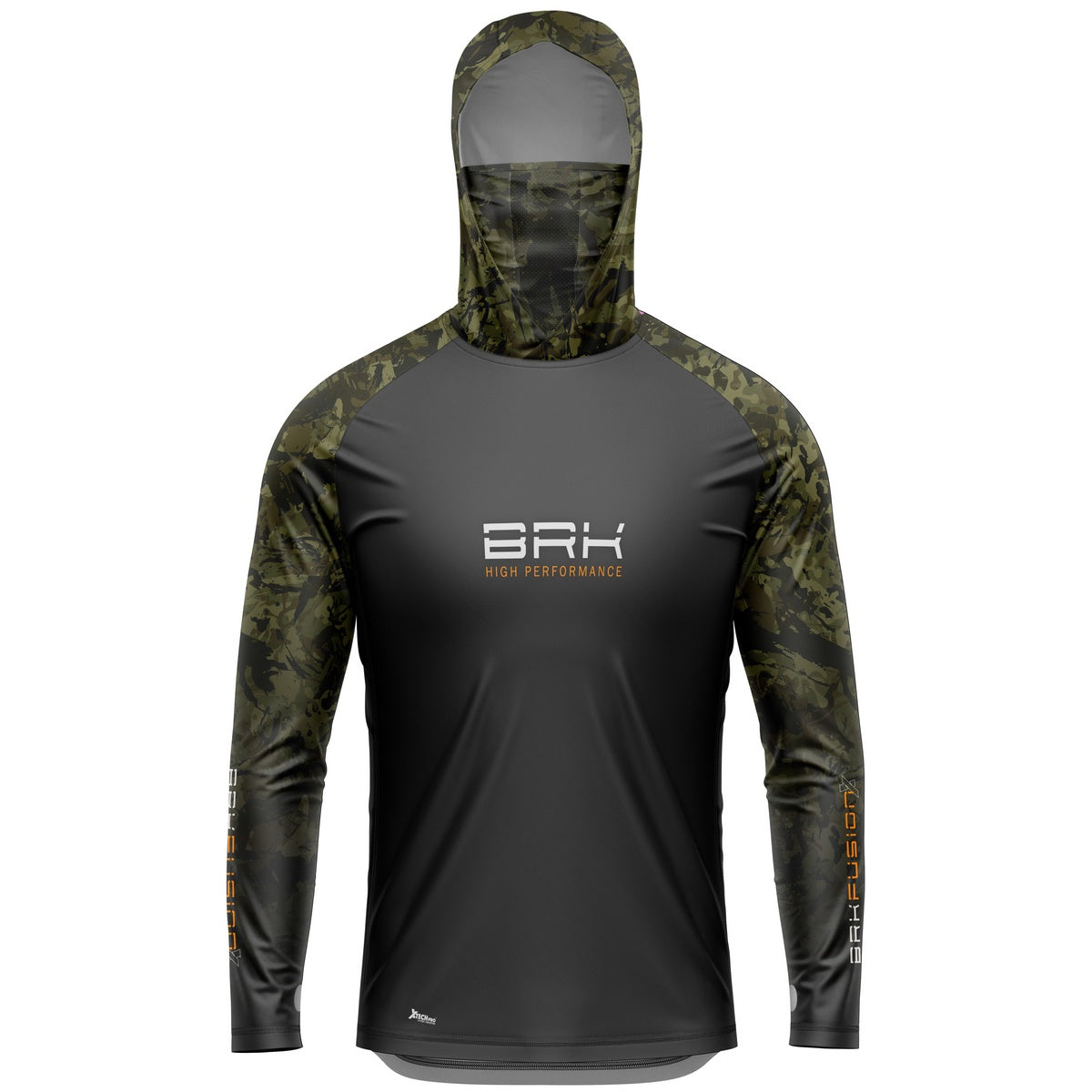 Camisa FusionX Brk Camuflada Verde Preto Capuz e Proteção UV50+