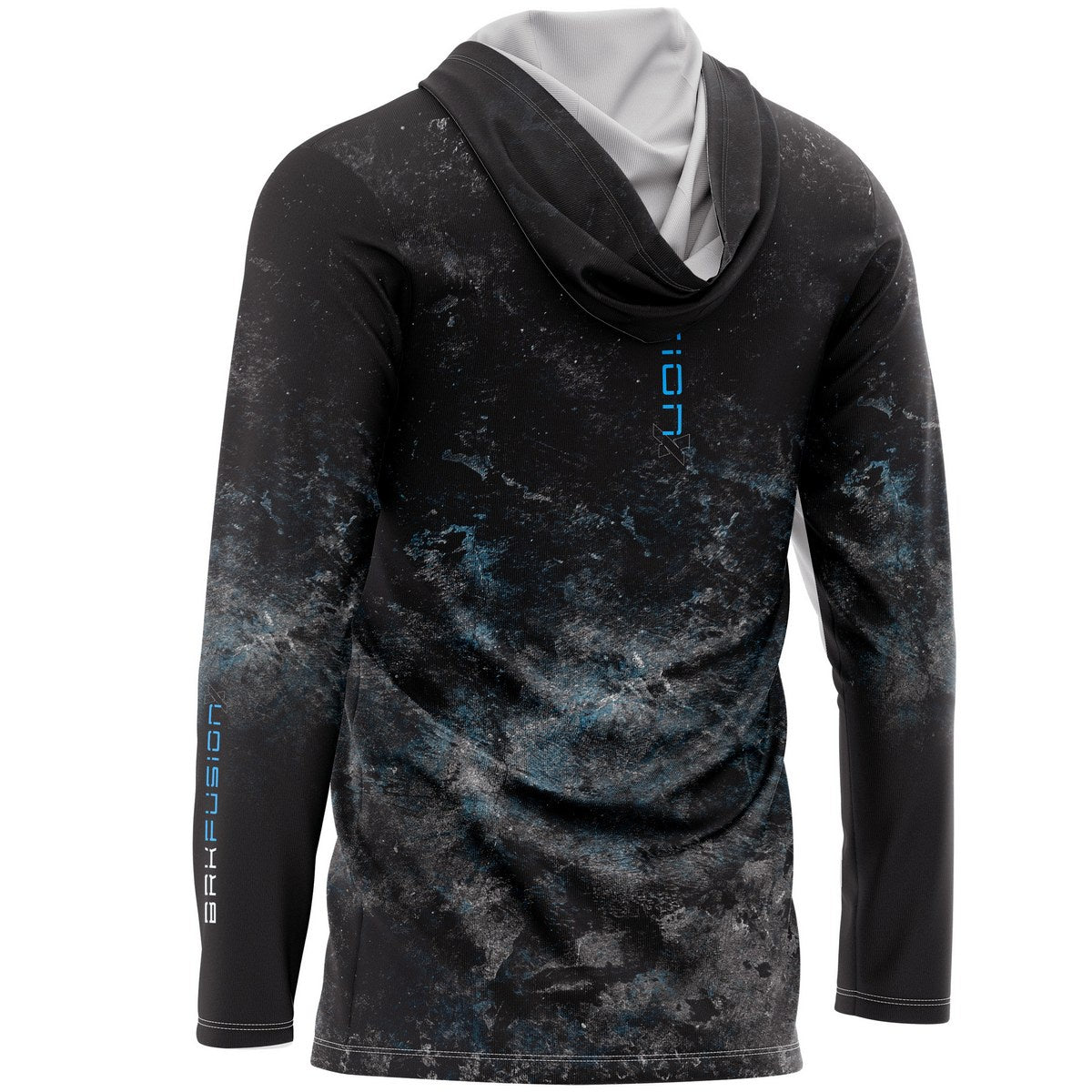 Camisa FusionX Brk Galaxy Preta e Azul com Capuz e Proteção UV50+