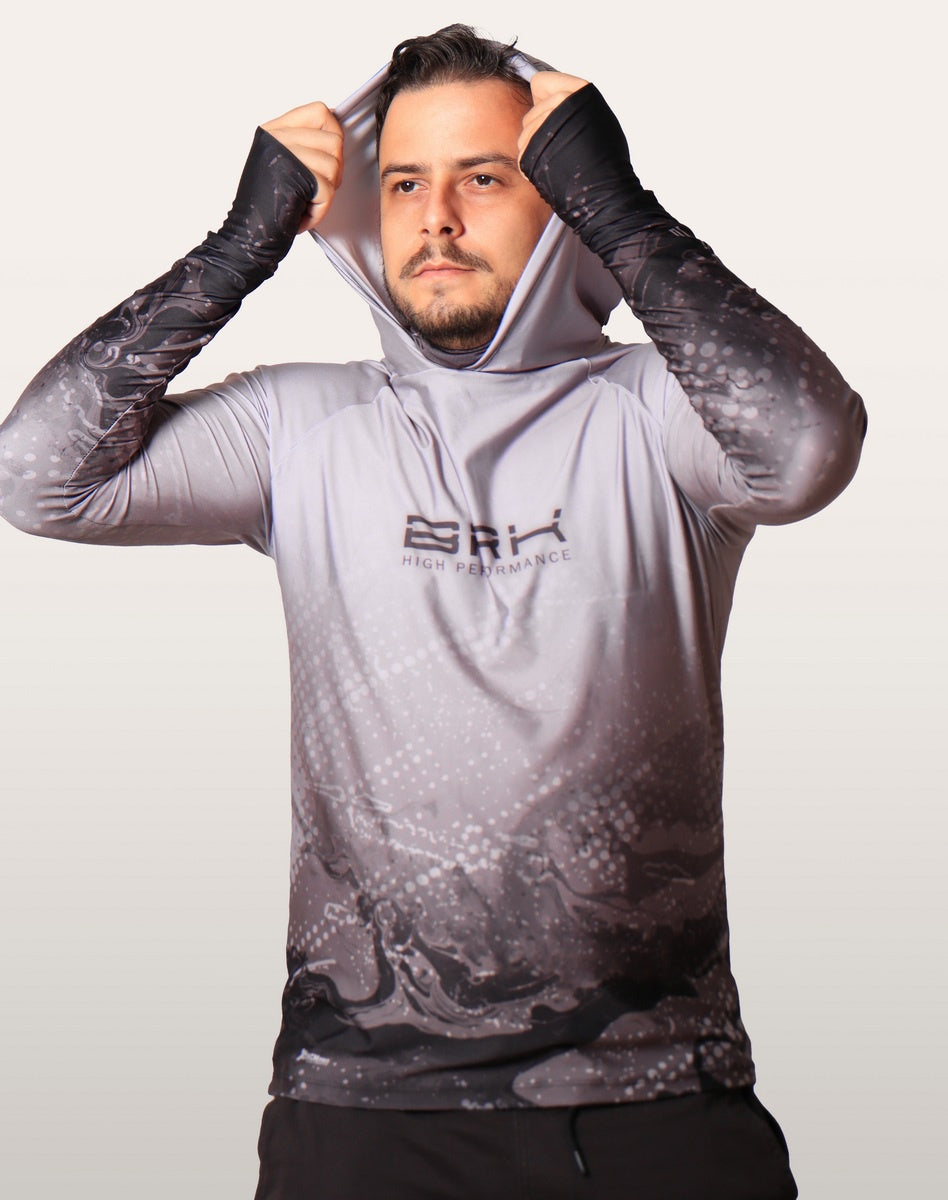 Camisa FusionX Brk Galaxy Cinza com Capuz e Proteção UV50+