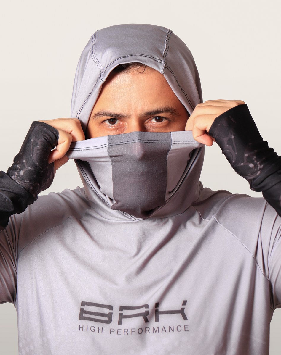 Camisa FusionX Brk Galaxy Cinza com Capuz e Proteção UV50+