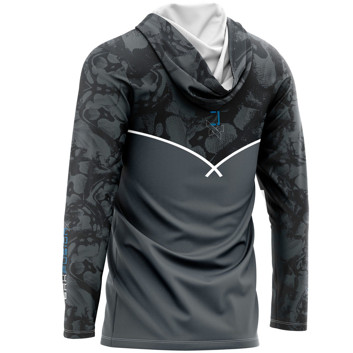 Camisa FusionX Brk Deep Camuflada Parcial Cinza com Capuz e Proteção UV50+