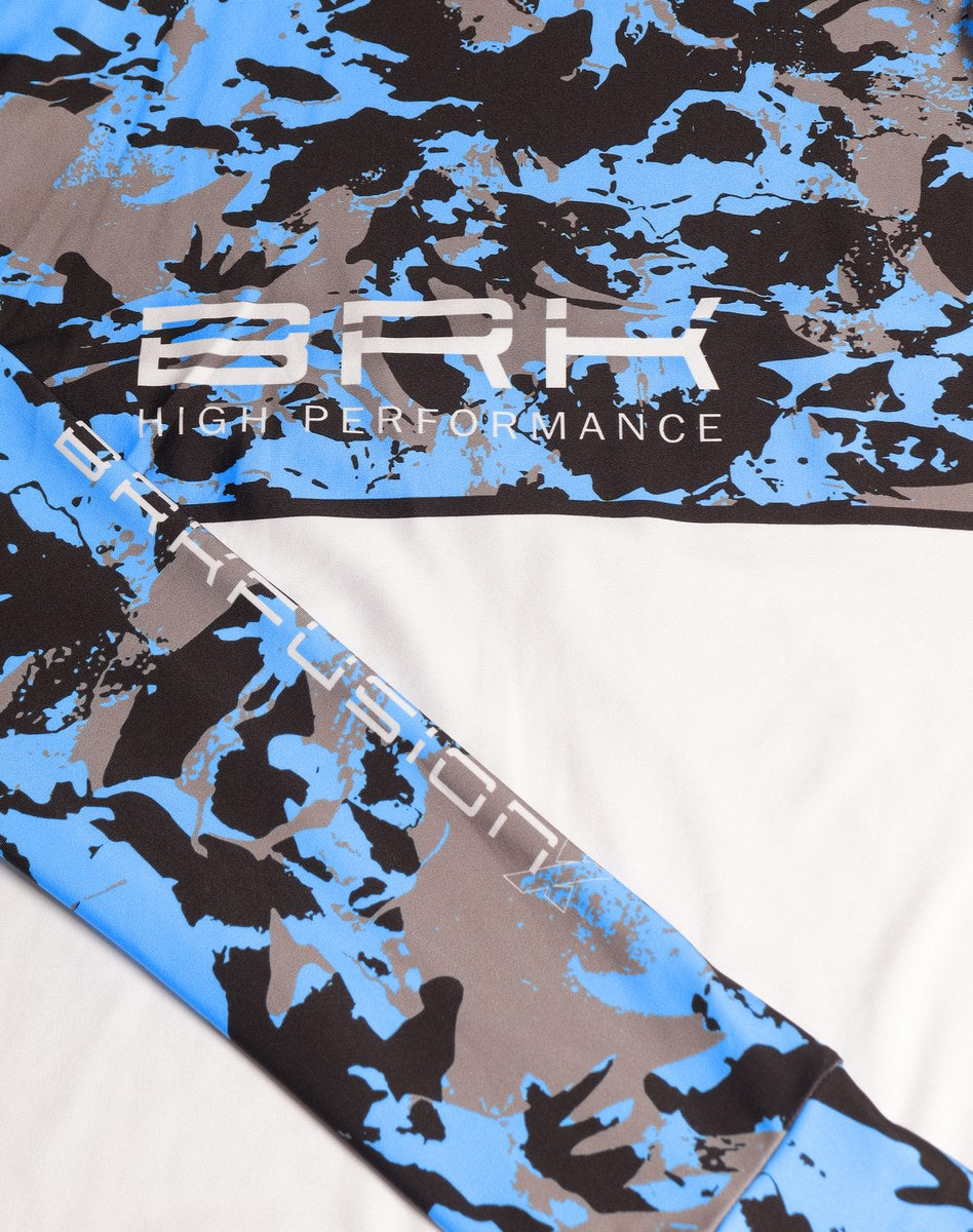 Camisa FusionX Brk Marine Camuflada Azul Branco com Capuz e Proteção UV50+