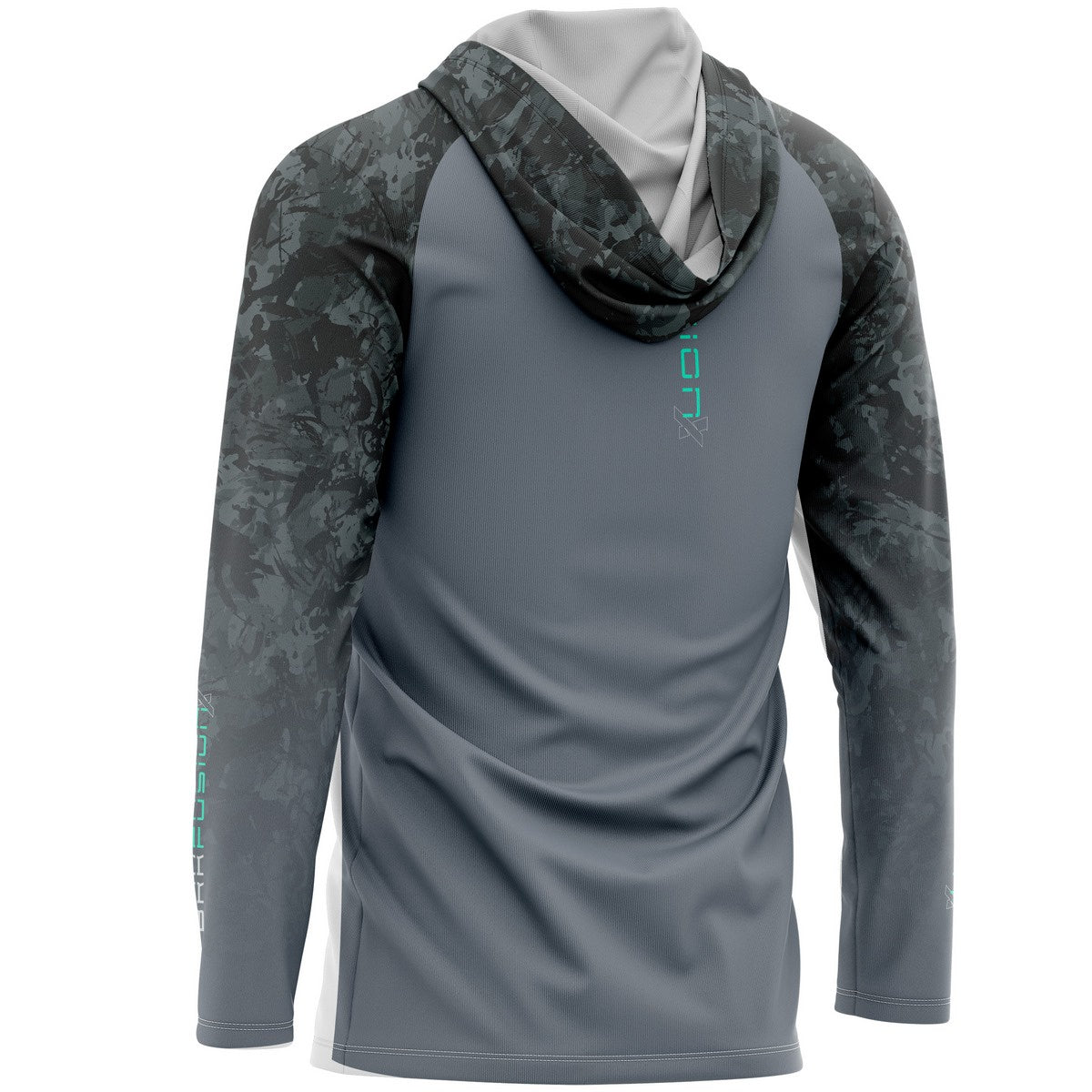 Camisa FusionX Brk Camuflado Preto Cinza com Capuz e Proteção UV50+