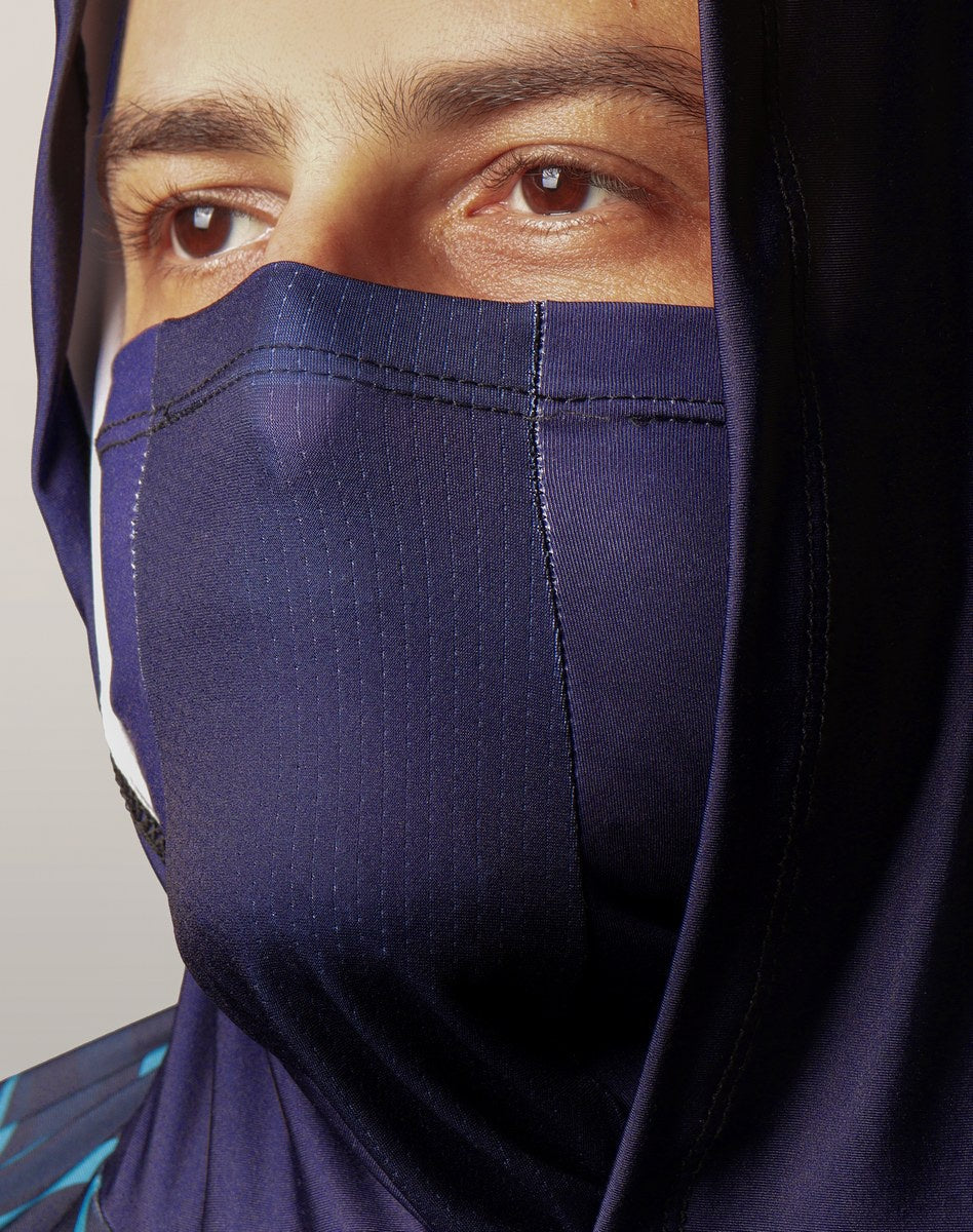 Camisa FusionX Brk Camo Distorções Azul com Capuz e Proteção UV50+