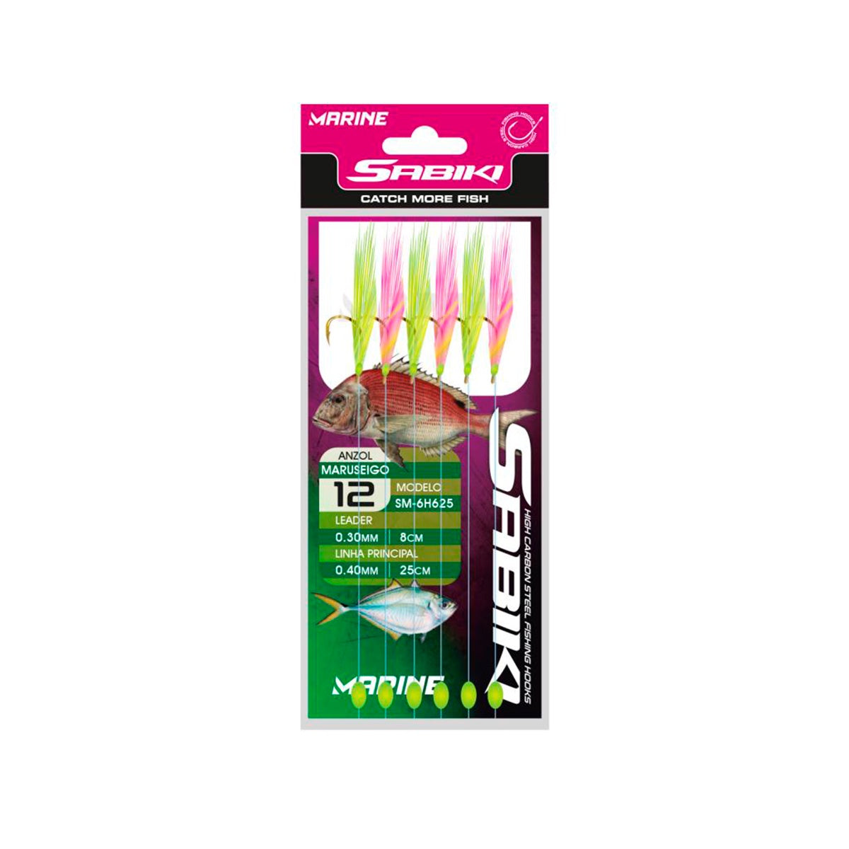 Anzol Sabiki SM-6H625 Verde/Rosa - Marine Sports