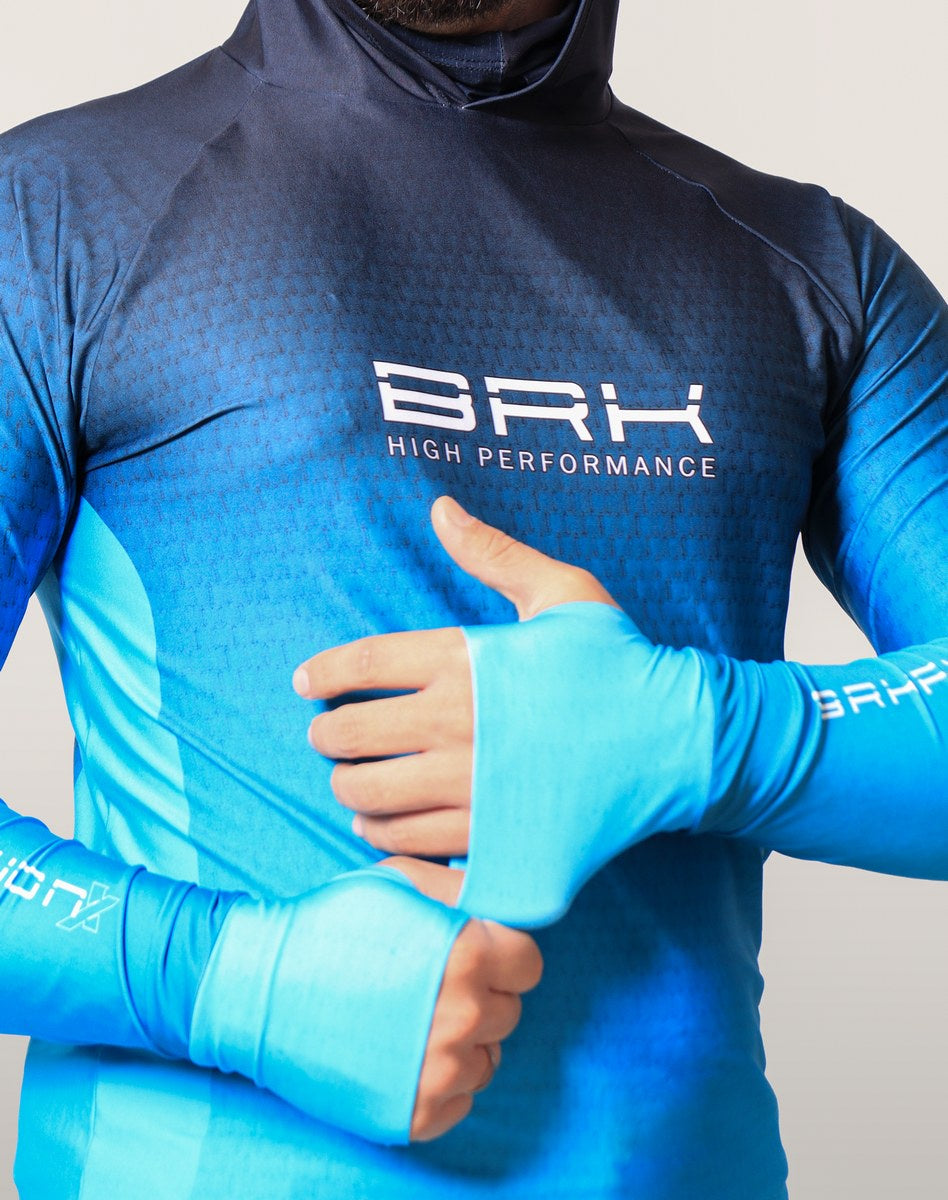 Camisa FusionX Brk Clean Azul Escuro com Capuz e Proteção UV50+