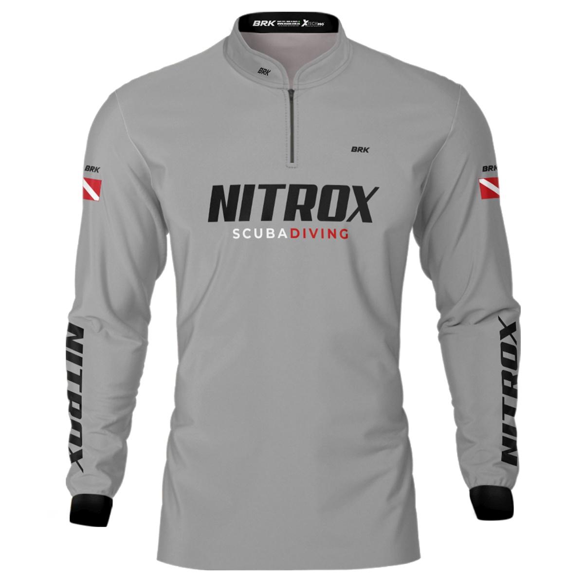 Camisa de Pesca Brk 'Dive Nitrox' Cinza com UV50+