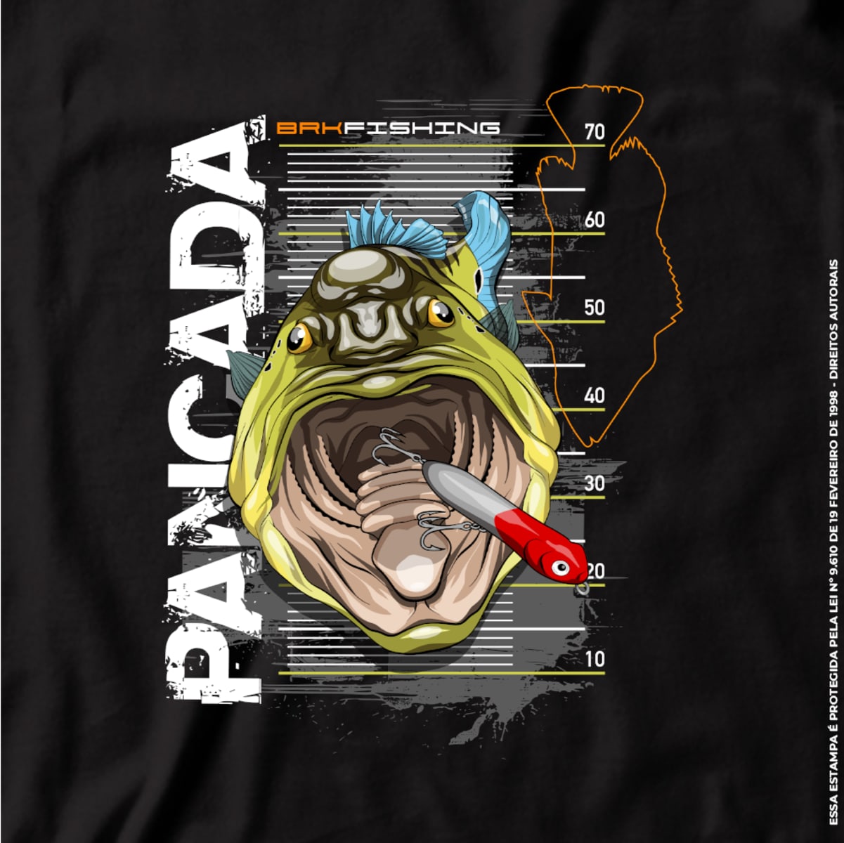 Camiseta de Pesca Brk Fishing Tucunaré Azul Pancada com Algodão Premium