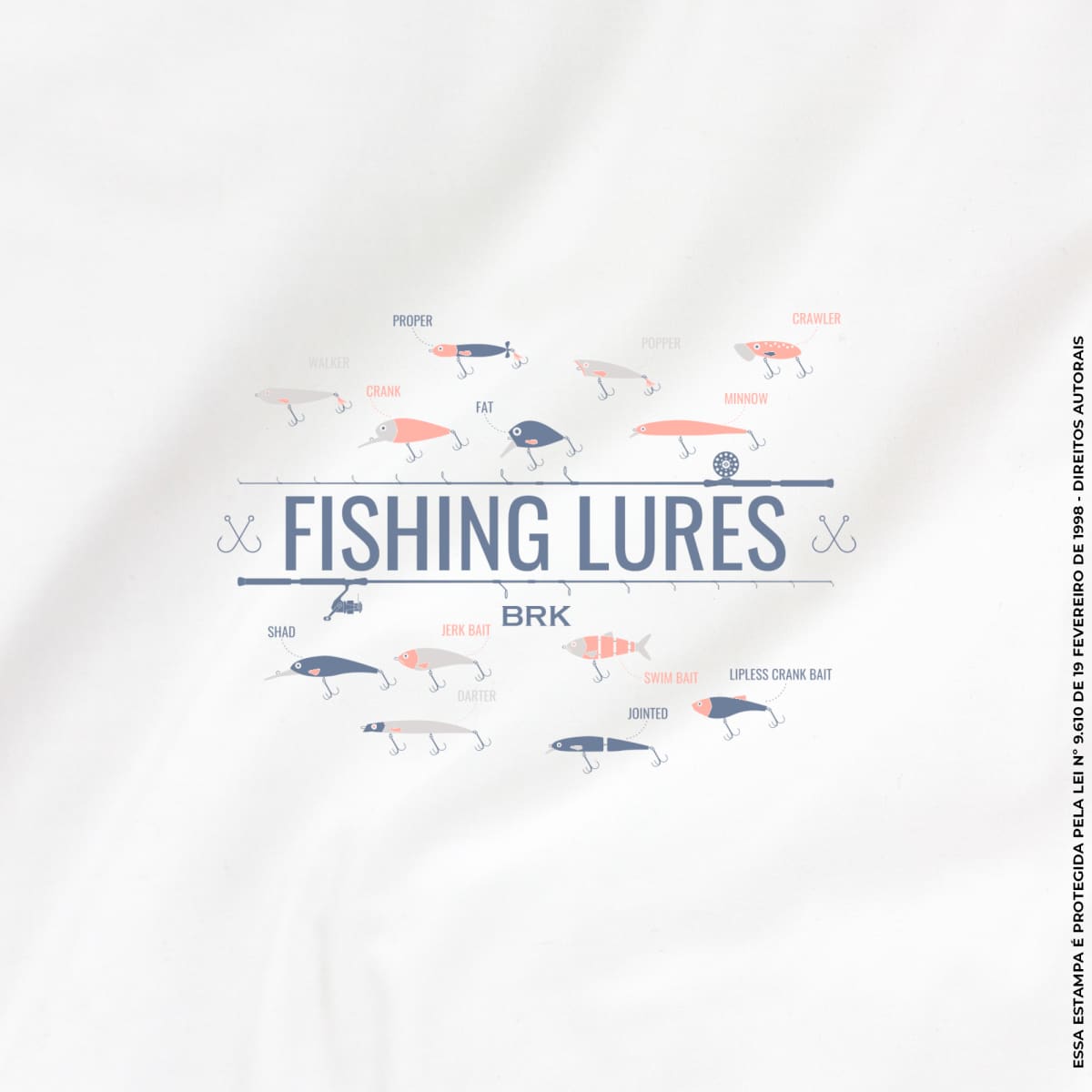 Camiseta de Pesca Brk Fishing Iscas de Pesca Lures com Algodão Premium
