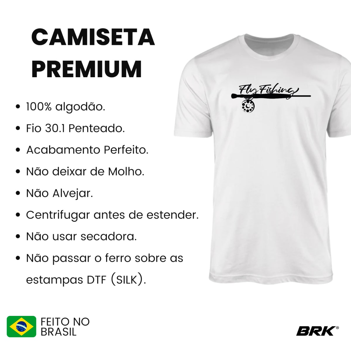 Camiseta de Pesca Brk Fly Fishing com Algodão Premium