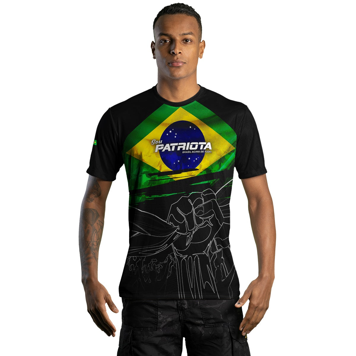 Camisa Agro Brk Brasil Patriota Preta com Proteção UV50+