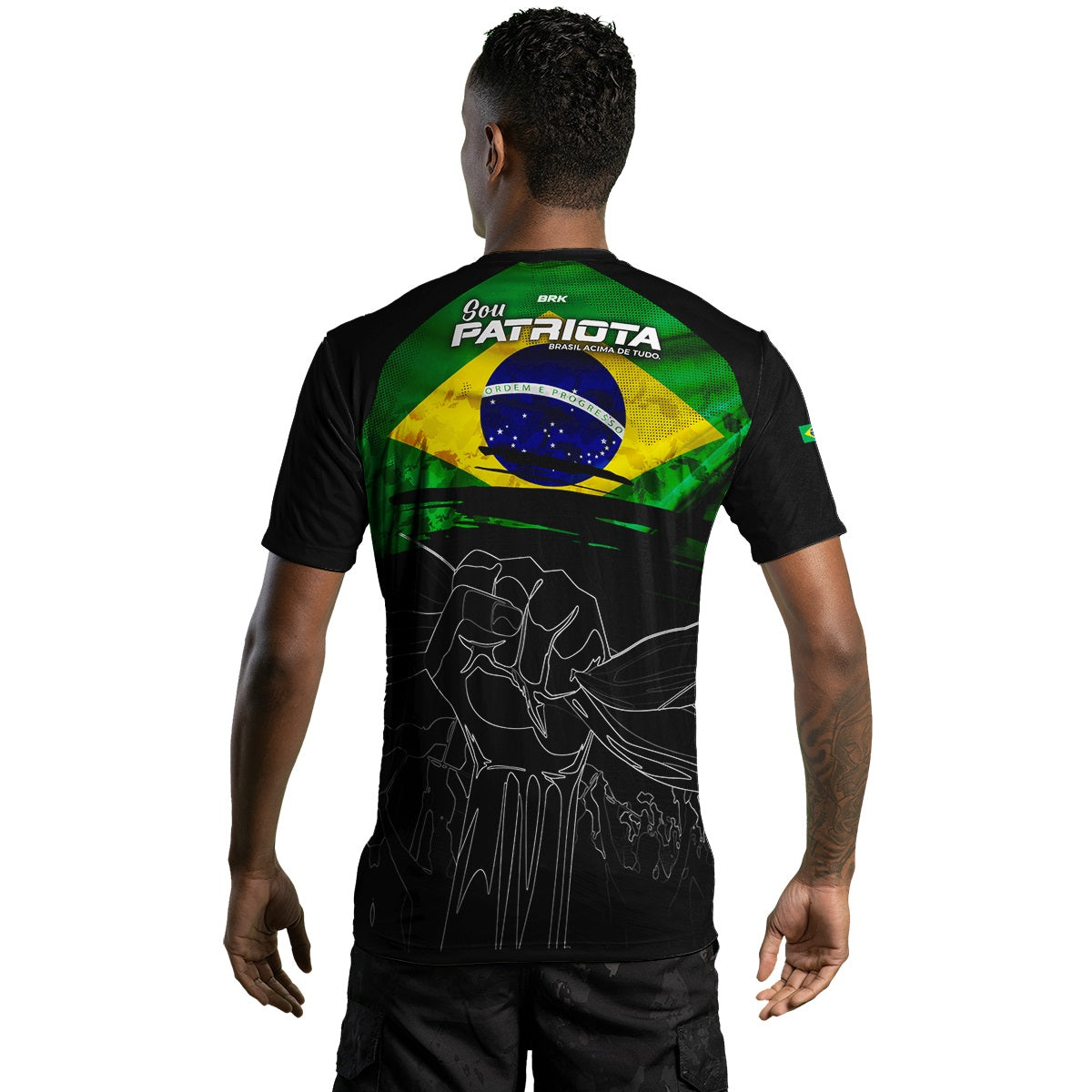 Camisa Agro Feminina Brk Brasil Patriota Preta com Proteção UV50+