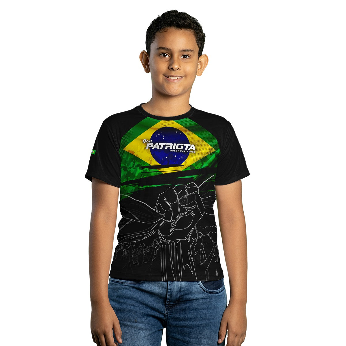 Camisa Agro Infantil Brk Patriota Preta com Proteção UV50+