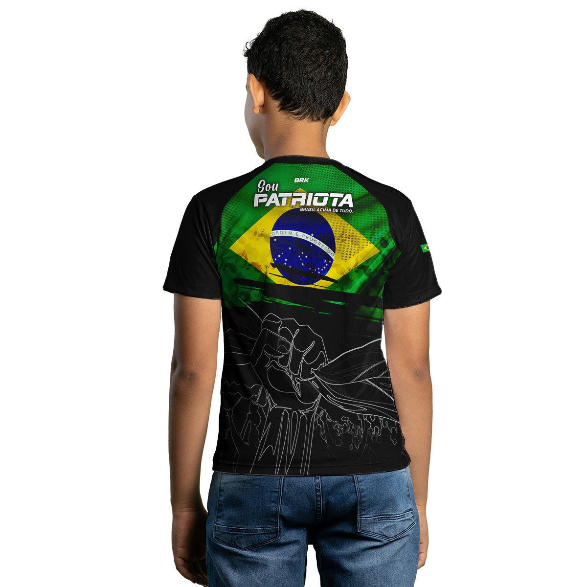 Camisa Agro Feminina Brk Brasil Patriota Preta com Proteção UV50+