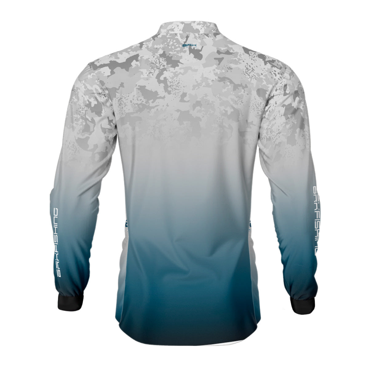 Camisa de Pesca Brk Cinza e Azul Camuflado com Proteção UV50+
