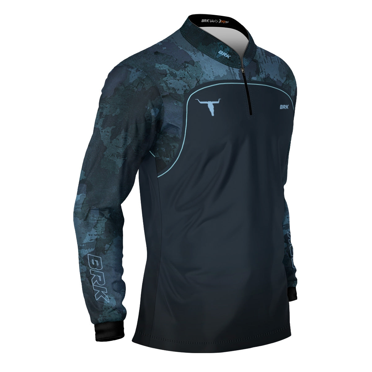 Camisa Agro Brk Camo Long Horn Brasil Azul com Proteção Solar UV50+