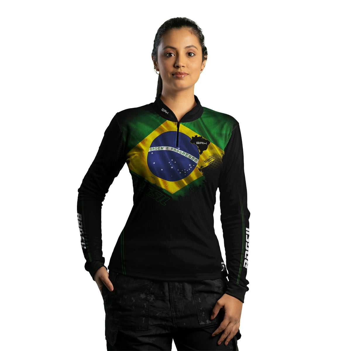 Camisa Agro Feminina Brk Bandeira do Brasil com Proteção Solar UV50+