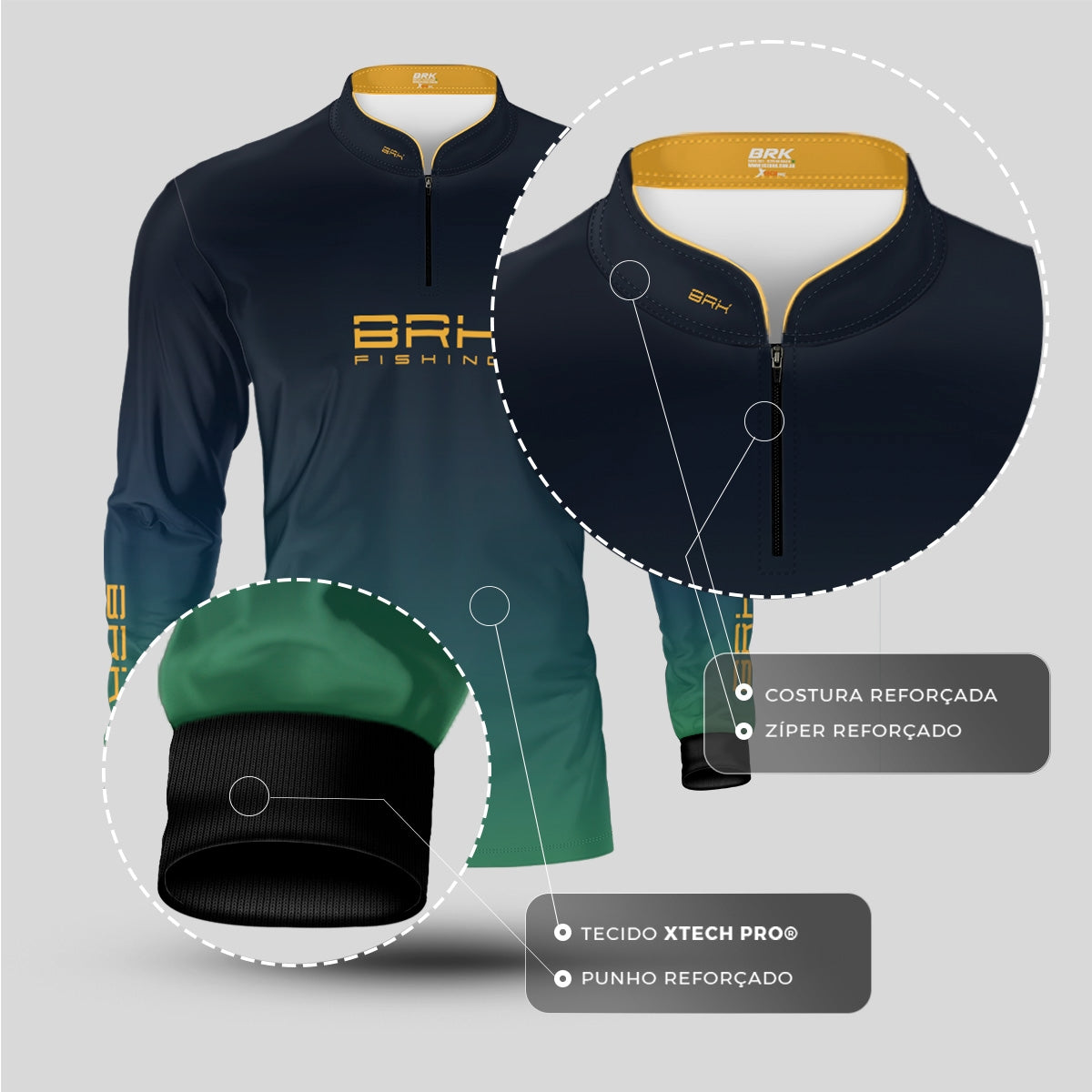 Camisa de Pesca Brk Degradê Peixe Dourado com Proteção UV50+
