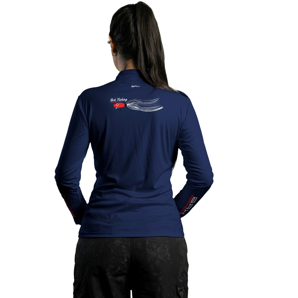 Camisa de Pesca Feminina Brk Azul Isca Artificial com Proteção UV50+