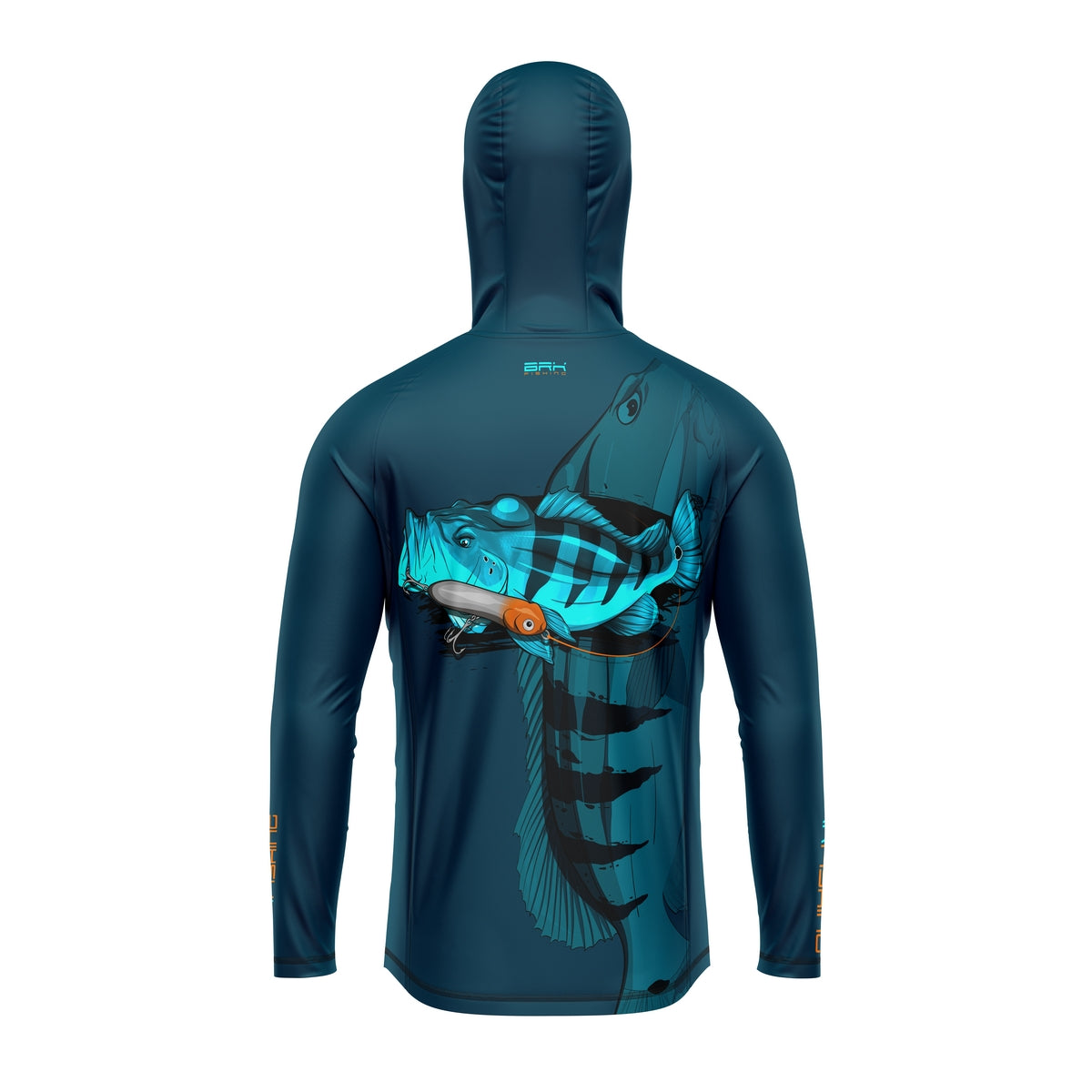 Camisa de Pesca com Capuz Brk Azul Brk Tucunaré Açu com Proteção Solar UV50+
