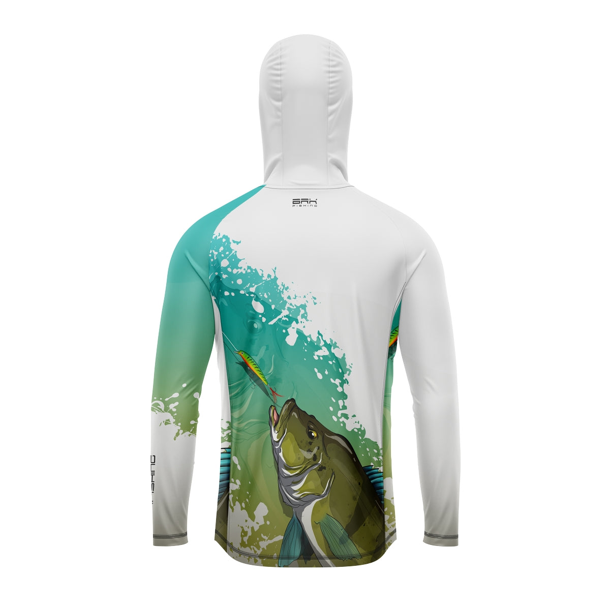 Camisa de Pesca com Capuz Brk Branca e Verde Tucunaré Azul com Proteção Solar UV50+